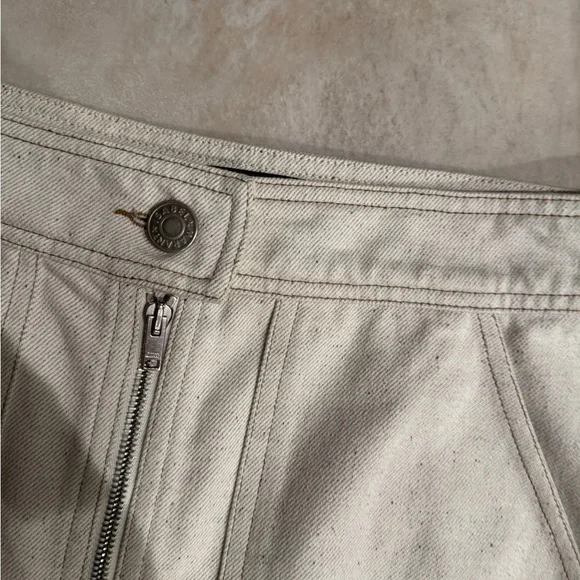 Isabel Marant Cream Front Zip Mini Skirt a line zipper chore denim S M - Picture 3 of 5